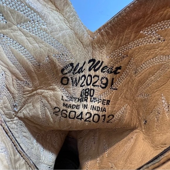 Old West tan brown leather womens cowboy cowgirl boots size 8 - Picture 5 of 12